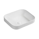 Seima 192950 Cleo 450 Fluted Rectangular Semi-Inset Basin 450x380mm Gloss White - Above Counter Basins