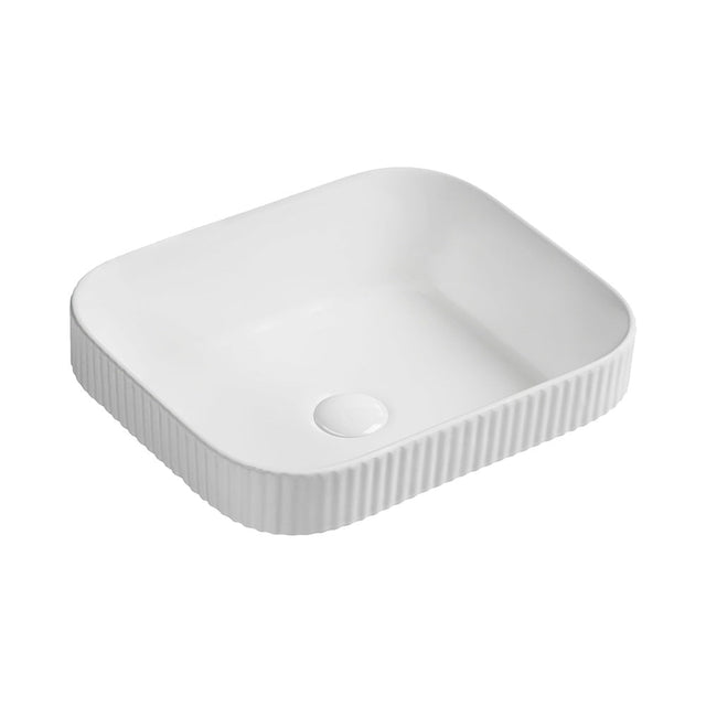 Seima 192950 Cleo 450 Fluted Rectangular Semi-Inset Basin 450x380mm Gloss White - Above Counter Basins