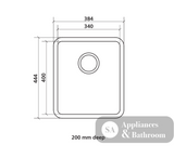 Seima Kubic 340 Single Bowl Sink No Taphole 191669 - Sinks