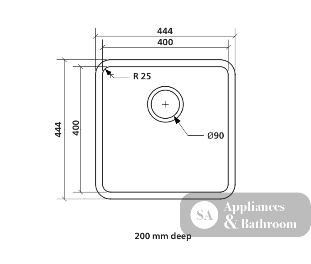 Seima Kubic 400 Single Bowel Sink No Taphole 191671 - Sinks