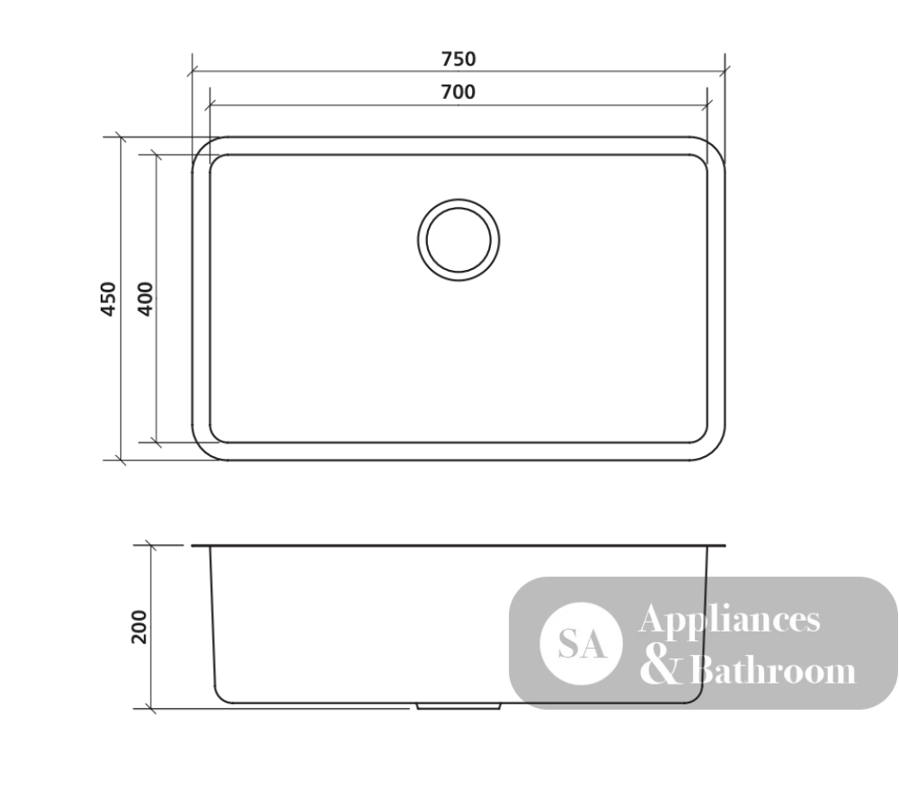 Seima Kubic 700 Single Bowl Sink with Overflow No Taphole 191678 - Sinks