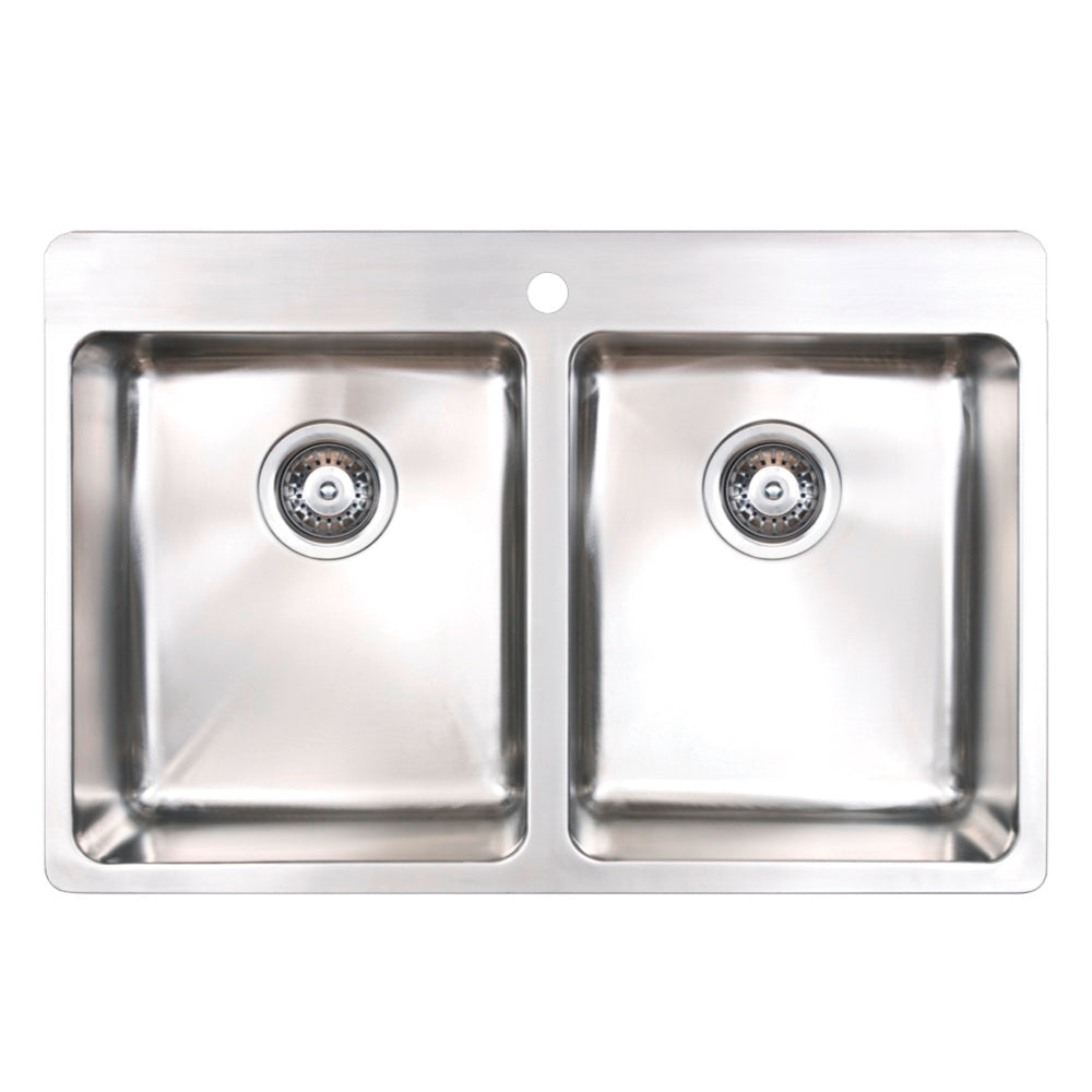 Seima Kubic 760 Topmount Sink Double Bowl with Tap Landing (No Taphole) with Overflow 760x505mm Stainless Steel 192971