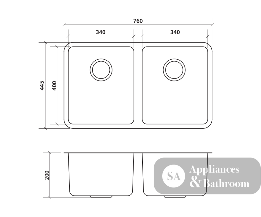 Seima Kubic 768 Double Bowl Sink No Taphole 191681 - Sinks
