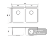 Seima Kubic 768 Double Bowl Sink with Overflow No Taphole 191682 - Sinks