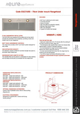 Euro Appliances EGC7USS 70cm Undermount Rangehood