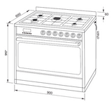 Technika 90Cm Teg95Tbk Dual Fuel Black Finish Upright Cooker Stoves