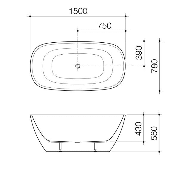 Caroma CII5FSMW Contura II 1500mm Freestanding Bath - Matte White - Special Order