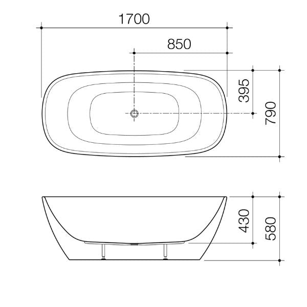 Caroma CII7FSMW Contura II 1700mm Freestanding Bath - Matte White - Special Order