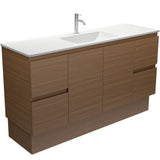 Vanessa VAN150WAKS Edge Walnut 1500 Single Bowl Vanity on Kickboard
