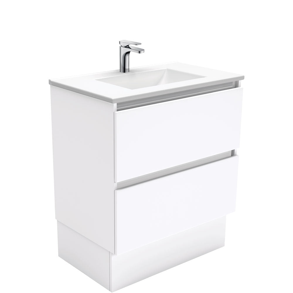 Vanessa VAN75QK Manu 750 Vanity on Kickboard Gloss White - Vanity Units