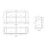 Aulic 1800mm Varcelli Floorstanding Vanity with Solid Surface Top Alpine Top CA58-1800D-ST86FT Vanity Units