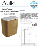 Aulic 750mm Varcelli Floorstanding Vanity with Solid Surface Top Palis Top CA58-750-ST66FT Vanity Units