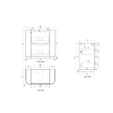 Aulic 900mm Varcelli Floorstanding Vanity with Solid Surface Top Snow Top CA58-900-ST46FT Vanity Units