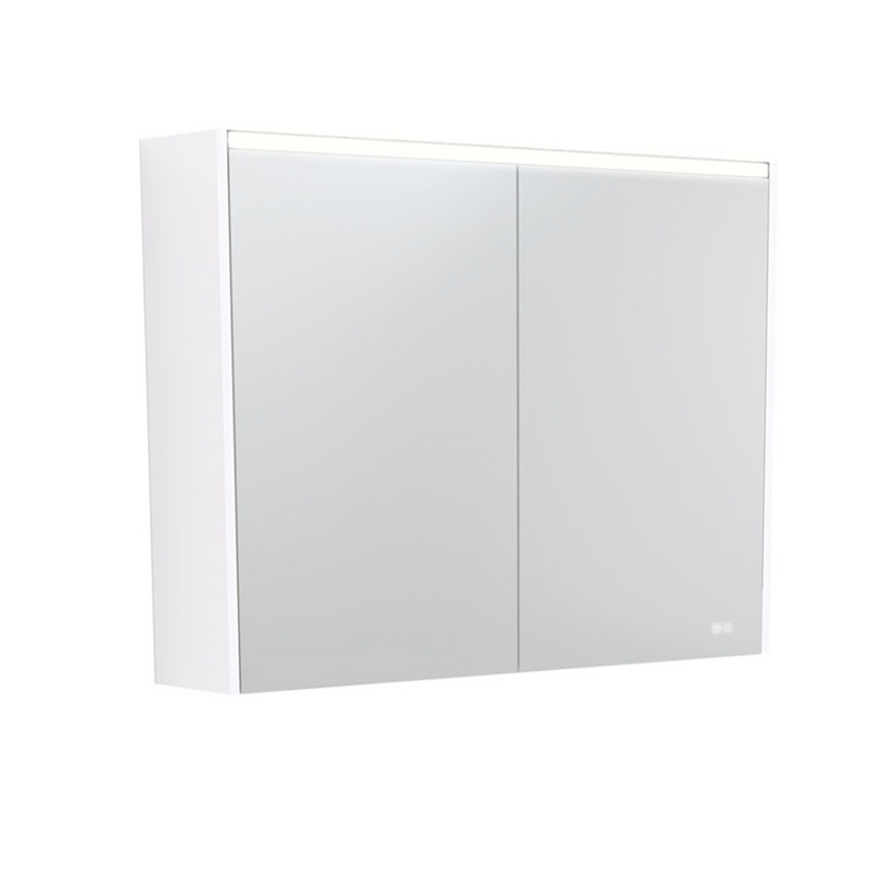 Fienza PSC900MW-LED 900mm Mirror LED Cabinet, Satin White  - Special Order