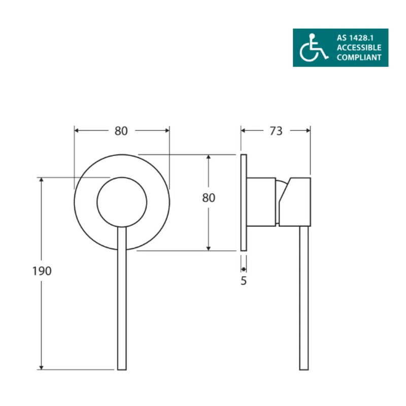 Fienza 225101AD Hustle Care Matte Black Wall Basin Mixer, Round Plate