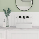 Fienza Lillian Lever Basin  Bath Wall Set - Matte Black with Ceramic White Handles