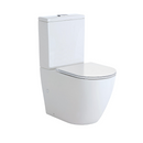 Fienza K002A-2 Koko Rimless Thin Seat S-Trap 90-160mm Back to Wall Toilet, White - Chrome Buttons - Special Order