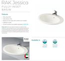 Fienza 603201I Jessica Inset RAK 1 Tap Hole Basin, Ivory - Special Order