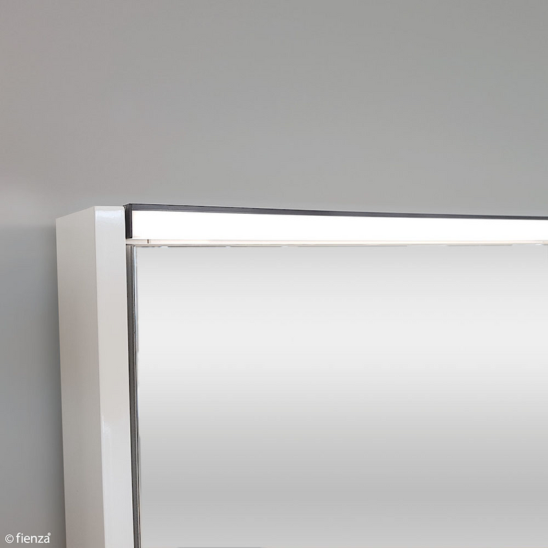 Fienza PSC750SW-LED 750mm Mirror LED Cabinet with Undershelf, Gloss White - Special Order