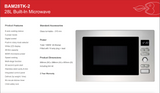 Baumatic BAM28TK-2 28L Stainless Steel Built-In Microwave