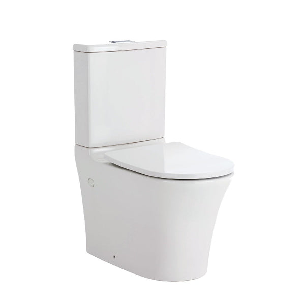 Fienza Toilet Back to Wall Luciana Rimless S-Trap 90-160mm White - Chrome Buttons K1343A