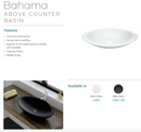 Fienza CSB01-MB Bahama Above Counter Solid Surface Basin, Matte Black