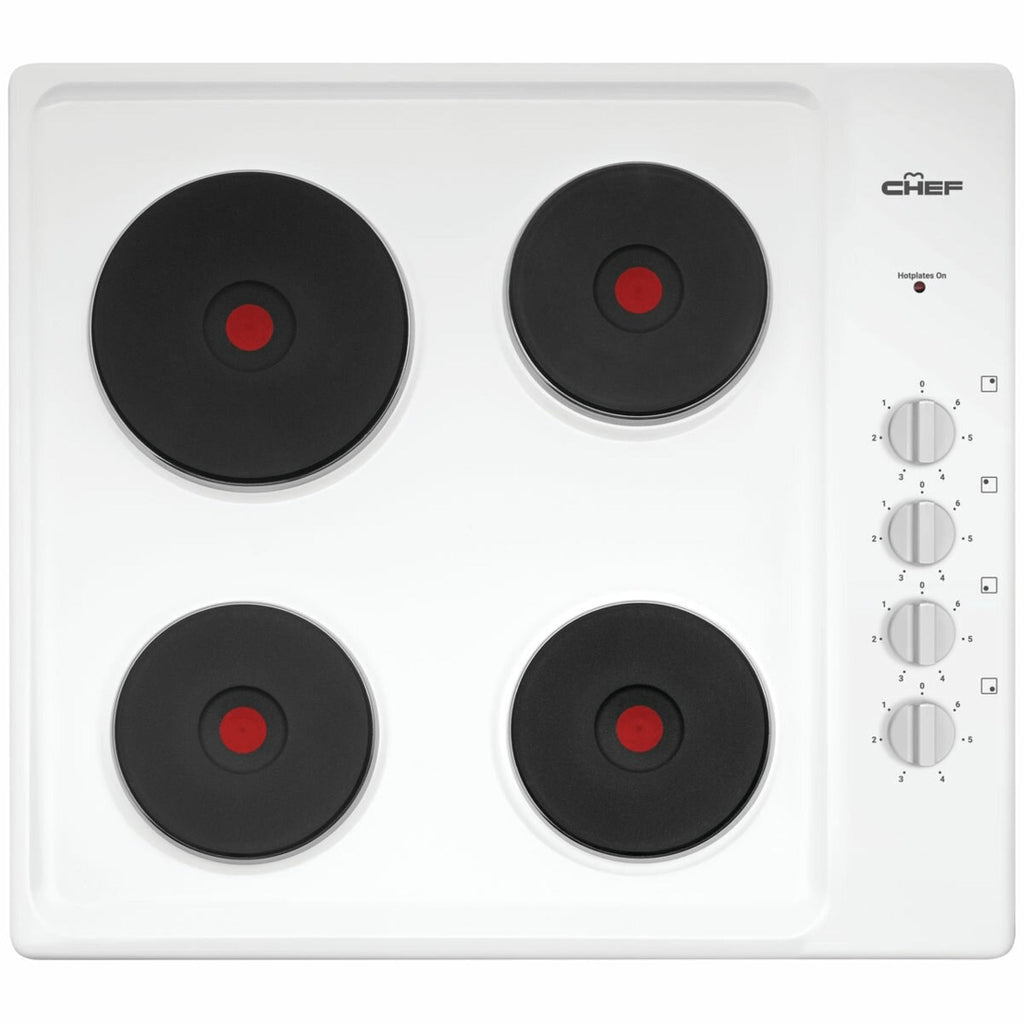 CHEF CHS642SB 60cm White Solid Hotplate Electric Cooktop - Chef Seconds Discount