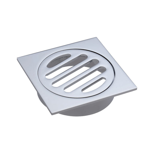 Fienza D310 Square Floor Waste with Round Grate 80mm, Chrome - Special Order