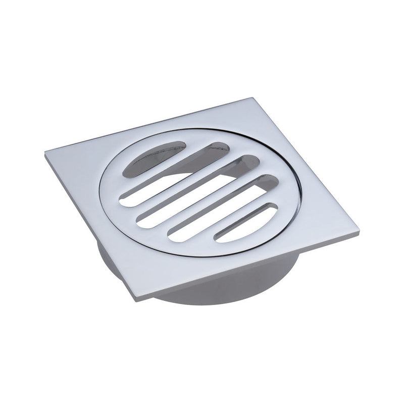 Fienza D310 Square Floor Waste with Round Grate 80mm, Chrome