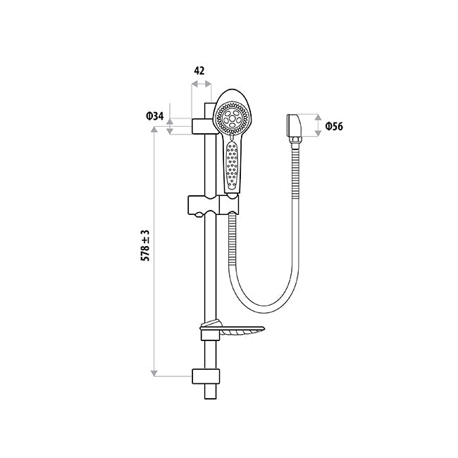 ELLA COBRA Rail Shower with Elbow T385B (Special Order)