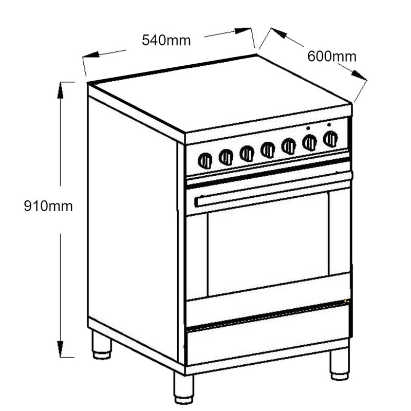 Euromaid EFS54FC-DDS 54cm Stainless Steel Freestanding Dual Fuel Stove - Ex Display