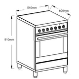 Euromaid EFS54RC-DRW 54cm White Coil Hotplate Electric Freestanding Stove
