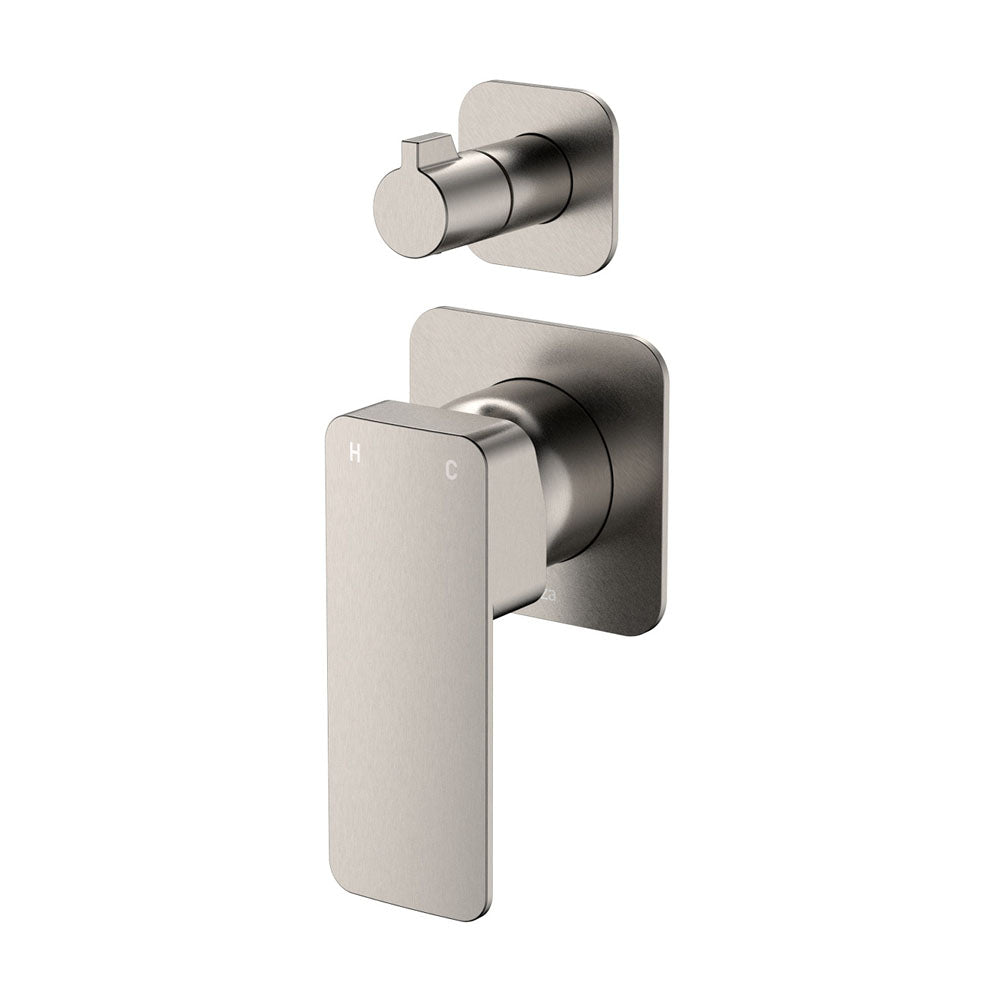 Fienza Tono Square Plates Wall Mixer Diverter 233102BN-4 - Brushed Nickel