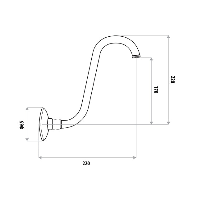 Fixed Gooseneck Shower Arm with flange R324B (Special Order)