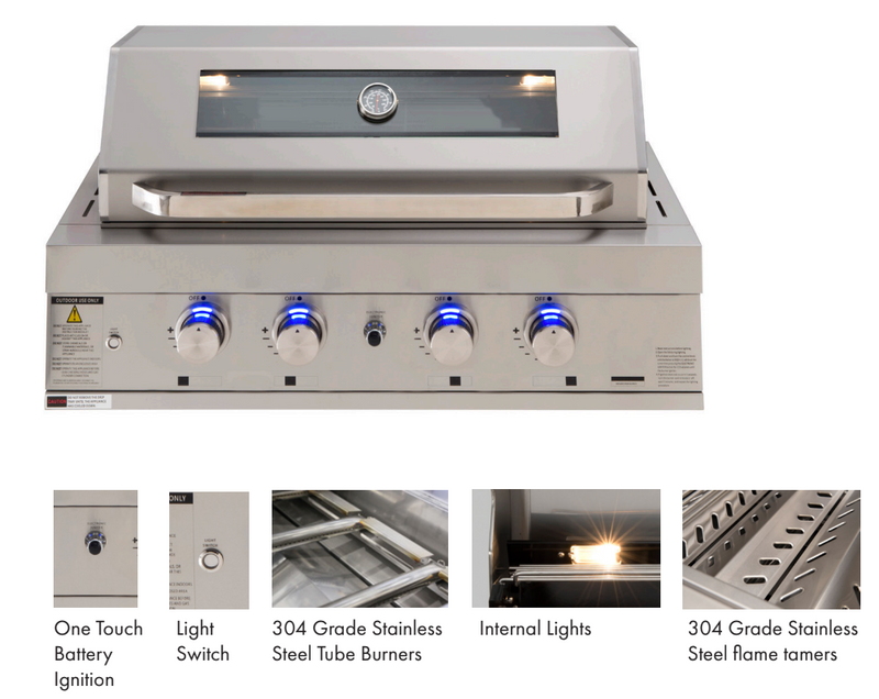 Euro Appliances HN900RBQ 90cm Stainless Steel Built In BBQ with Window - Ex Display Discount