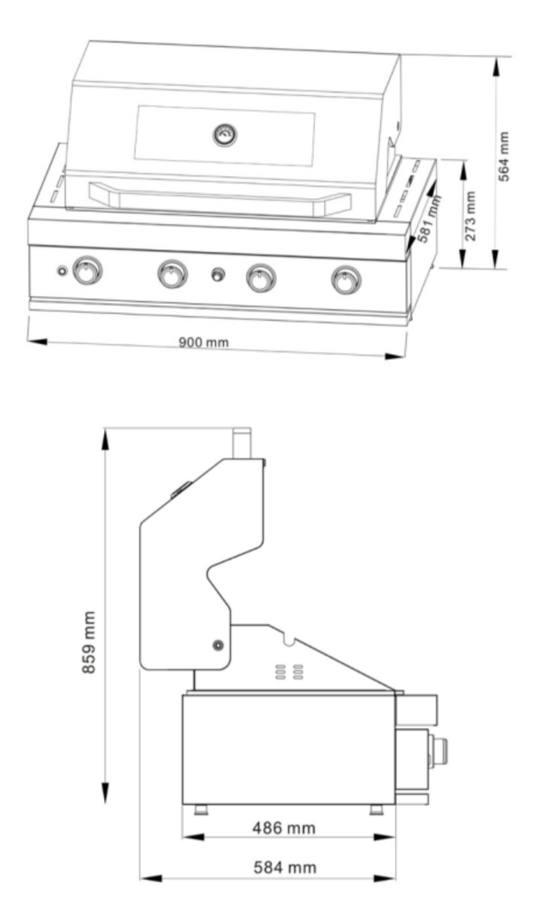 Euro Appliances HN900RBQ 90cm Stainless Steel Built In BBQ with Window