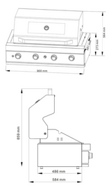 Euro Appliances HN900RBQ 90cm Stainless Steel Built In BBQ with Window