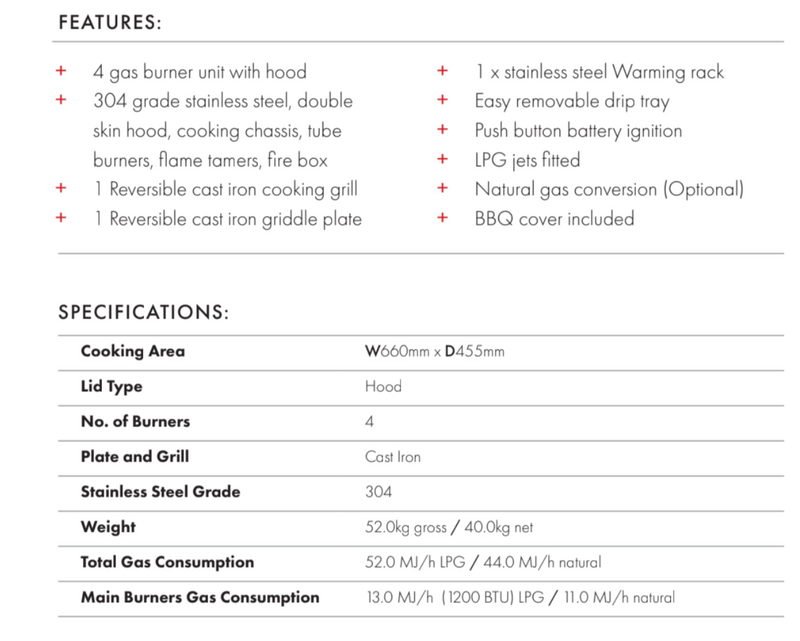 Euro Appliances HN900RBQ 90cm Stainless Steel Built In BBQ with Window
