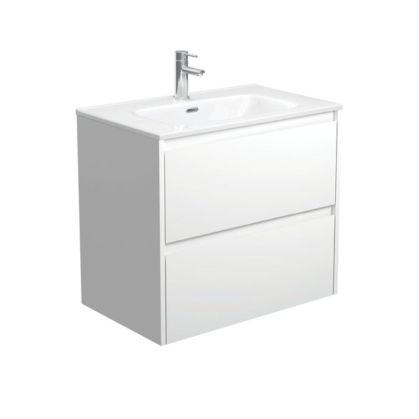 Fienza JOL75BW Joli 750mm Satin White Wall Hung Vanity, 1 Taphole