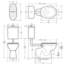 Fienza K001D Stella Care Adjustable Link Toilet Suite, Blue Seat, Large Flush Button