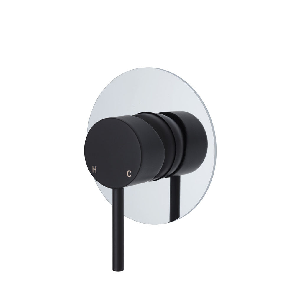 Fienza Kaya Large Round Plate Wall Mixer - Matte Black