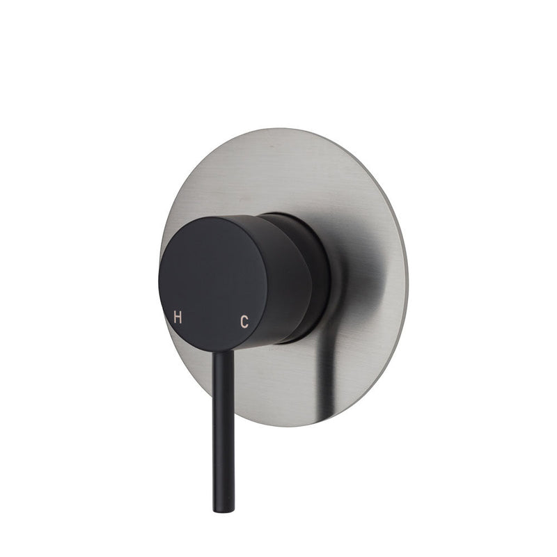 Fienza Kaya Large Round Plate Wall Mixer - Matte Black