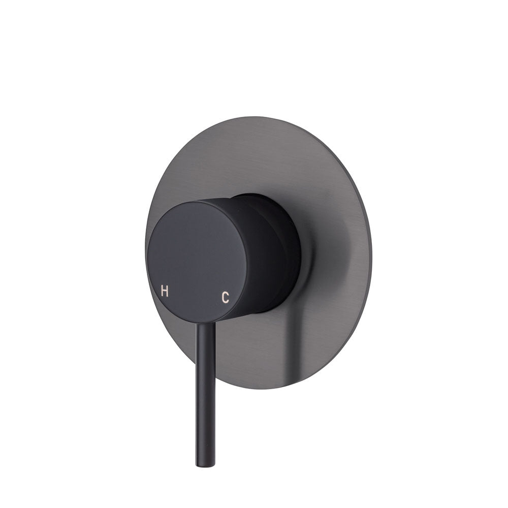 Fienza Kaya Large Round Plate Wall Mixer - Matte Black