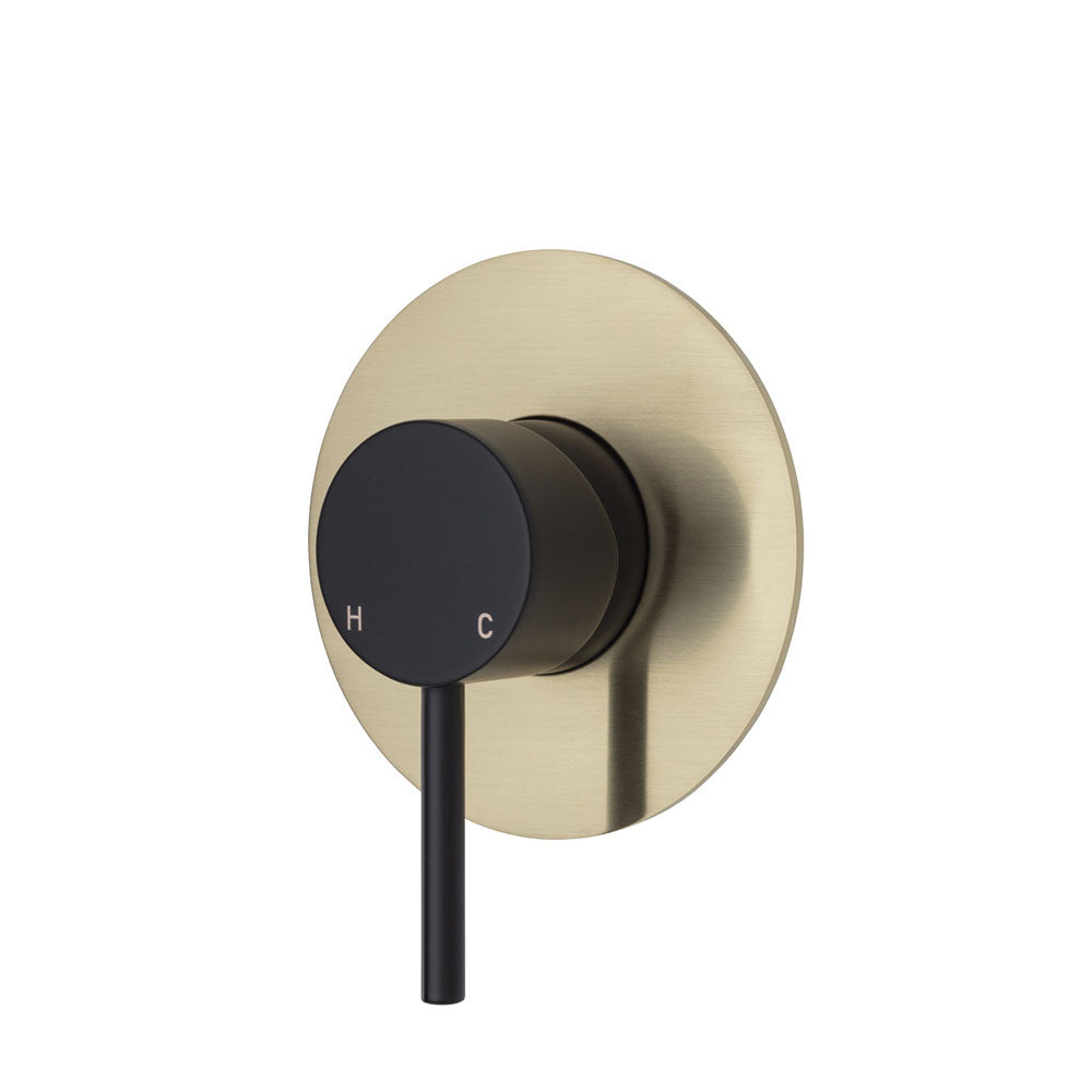 Fienza Kaya Large Round Plate Wall Mixer - Matte Black