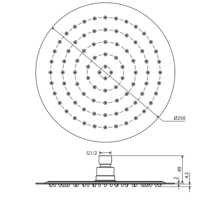 Fienza Kaya Round Shower Head 250mm 411125 - Chrome