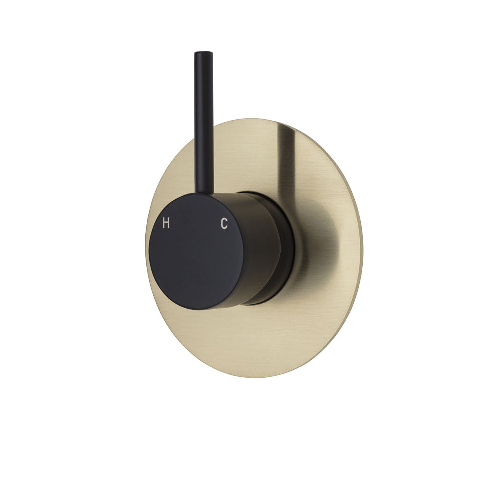 Fienza Kaya Up Large Round Plate Wall Mixer - Matte Black
