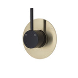 Fienza Kaya Up Large Round Plate Wall Mixer - Matte Black