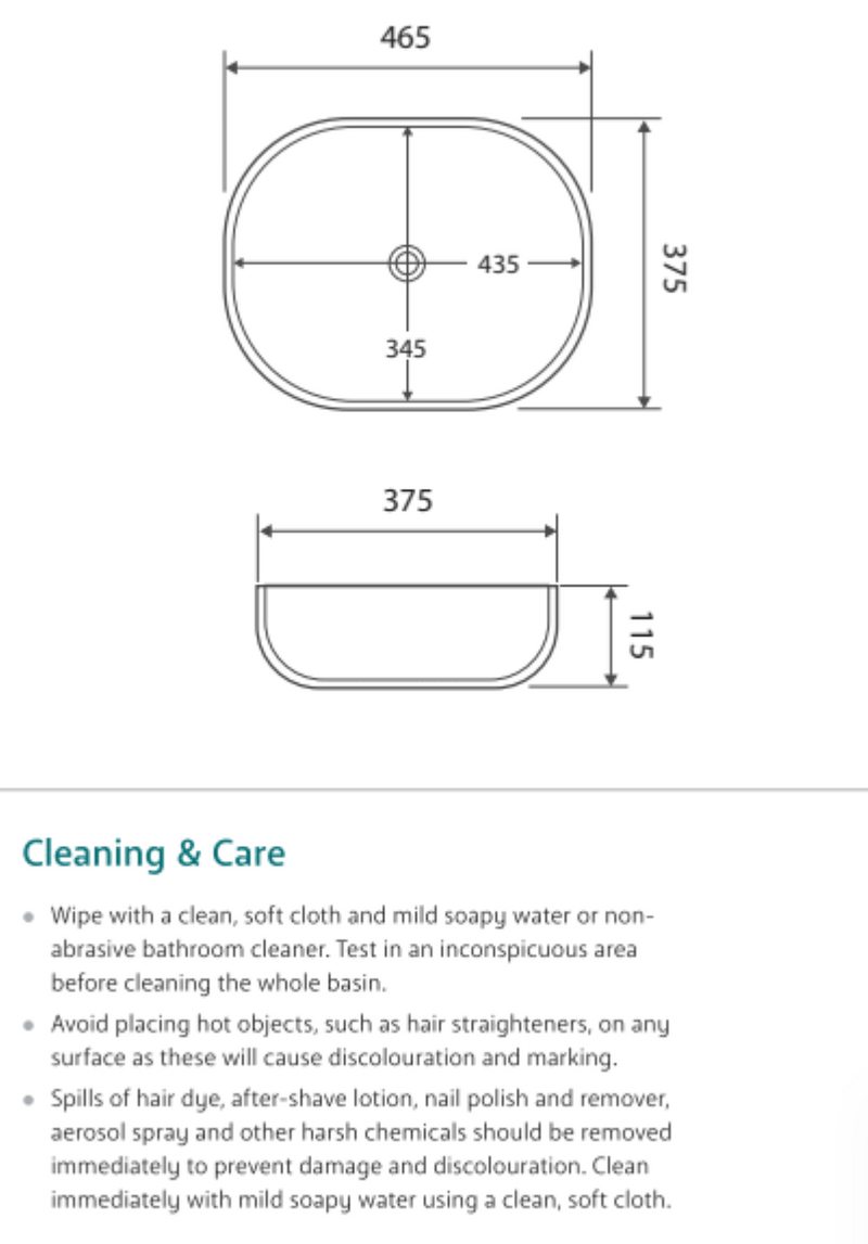 Fienza RB185MW Koko 465mm Above Counter Basin, Matte White