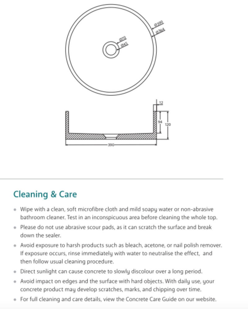 Fienza RB199 Jada Concrete Above Counter Basin