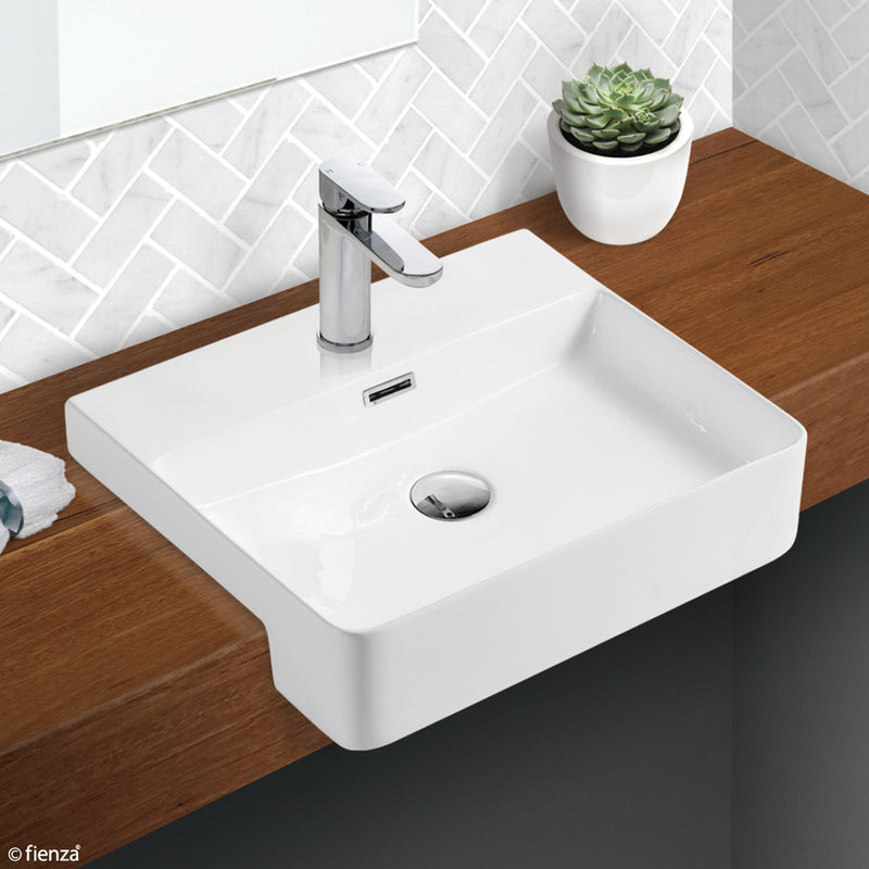 Fienza RB4044 Petra 1 Tap Hole Semi Recessed Basin, White